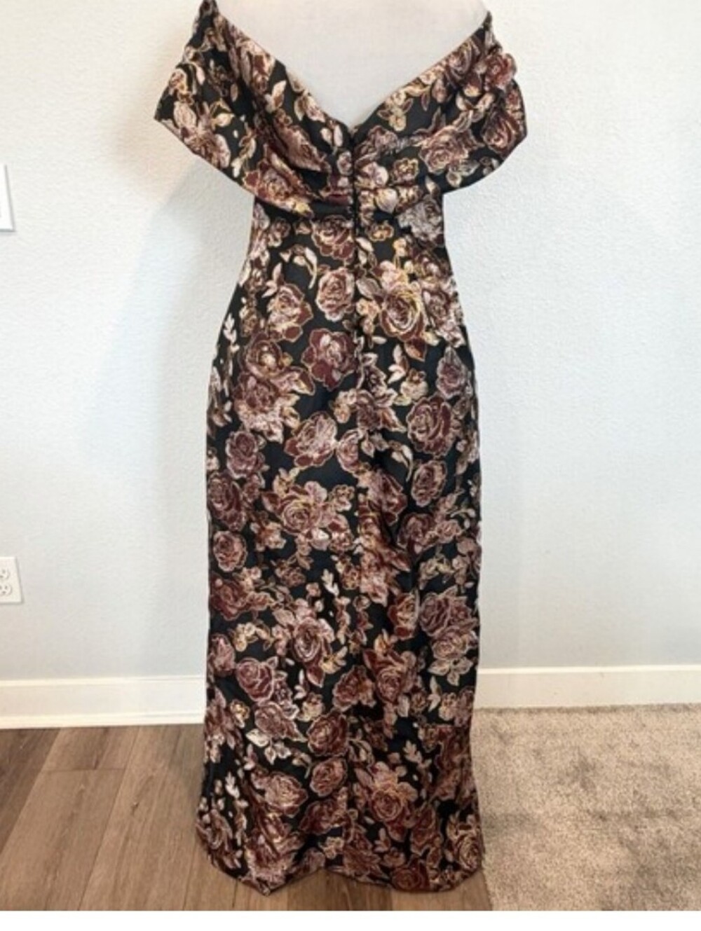 Petal & Pup Off-Shoulder Floral Maxi Dress in Brown and Black - Picture 8 of 11